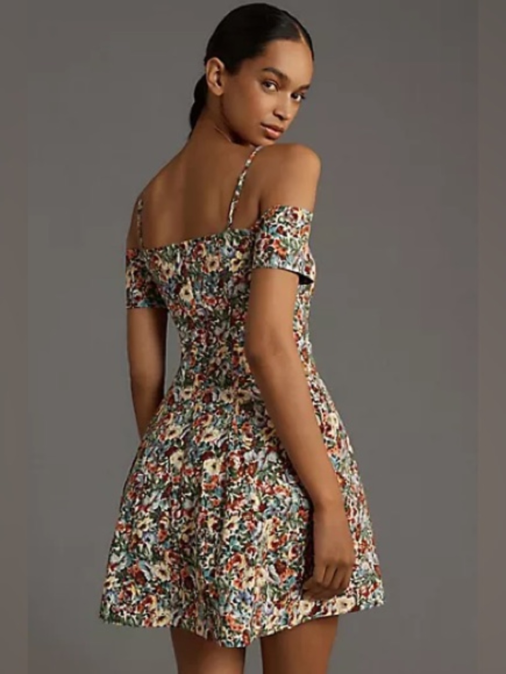 Anthropologie Maeve Bow Off-The-Shoulder Floral Mini Dress Size XL